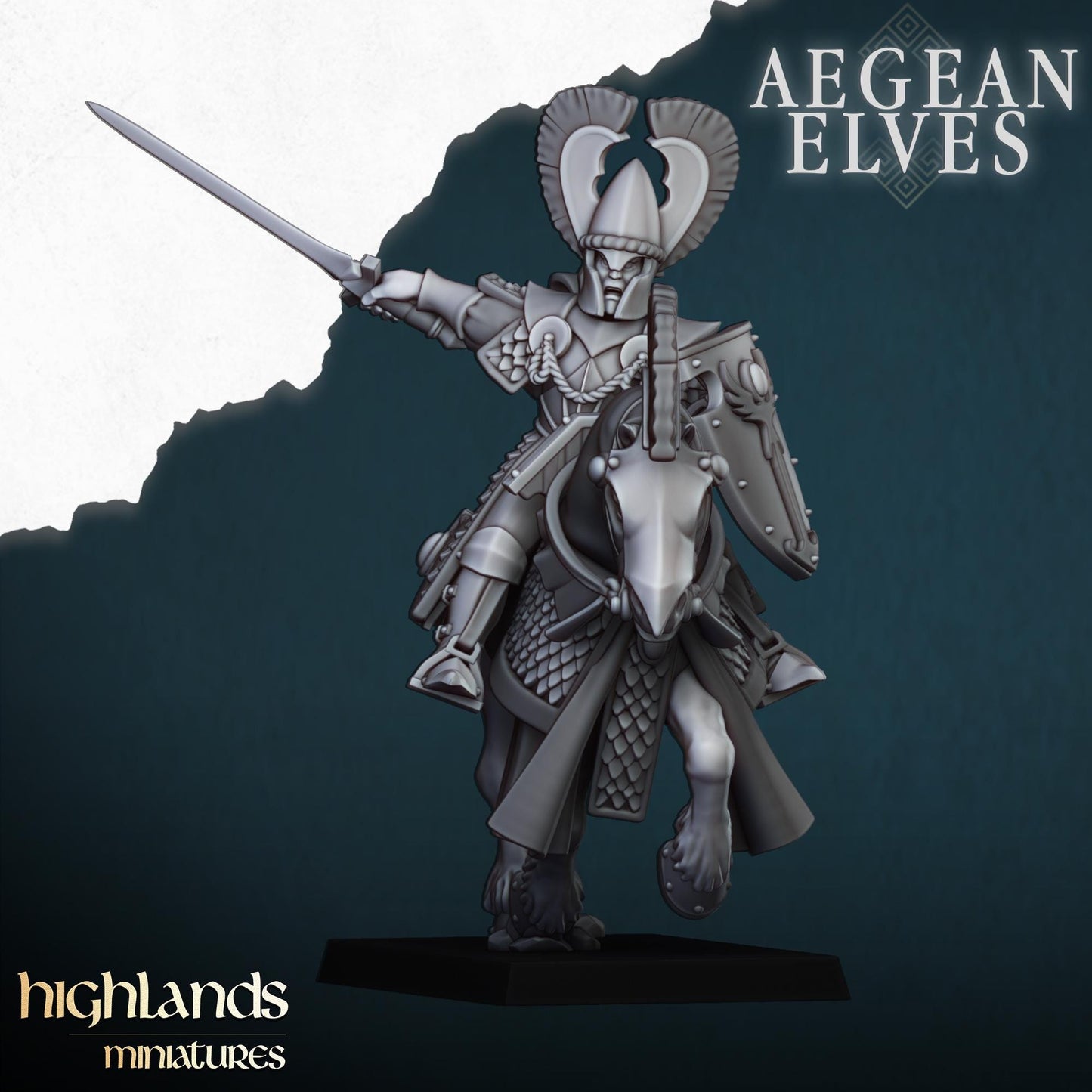 Mounted Aegean Elven Lancers with Command Group 10 models Highland Miniatures Cavalry various scales (US tariffs are pre-paid by us)