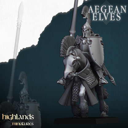 Mounted Aegean Elven Lancers with Command Group 10 models Highland Miniatures Cavalry various scales (US tariffs are pre-paid by us)