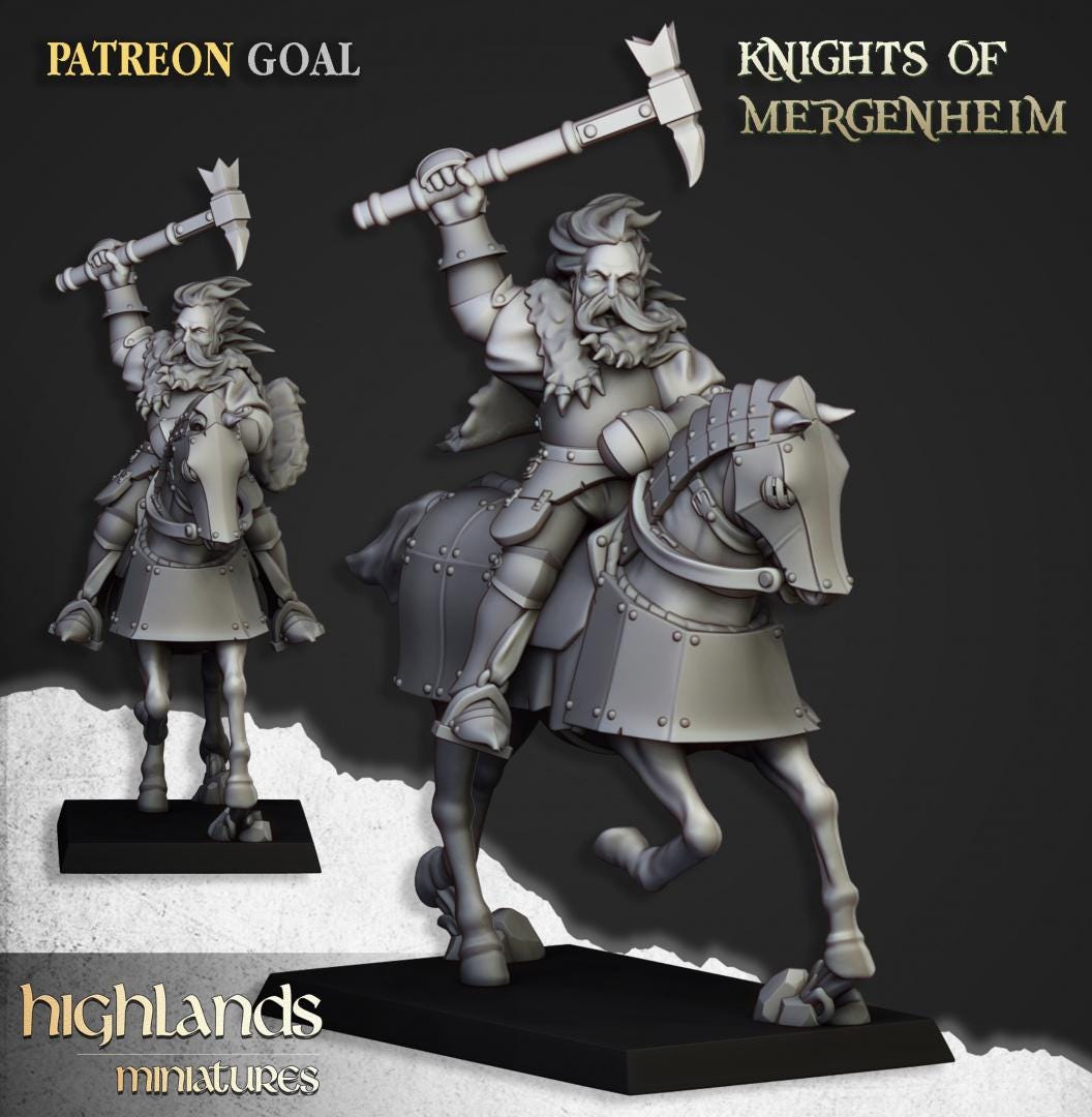 Knights of Mergenheim with Command Group 10 models Highland Miniatures Cavalry various scales (US tariffs are pre-paid by us)