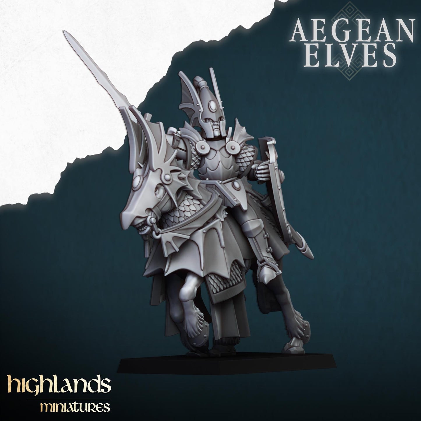 Mounted Aegean Elven Dragoons with Command Group 10 models Highland Miniatures Cavalry various scales (US tariffs are pre-paid by us)