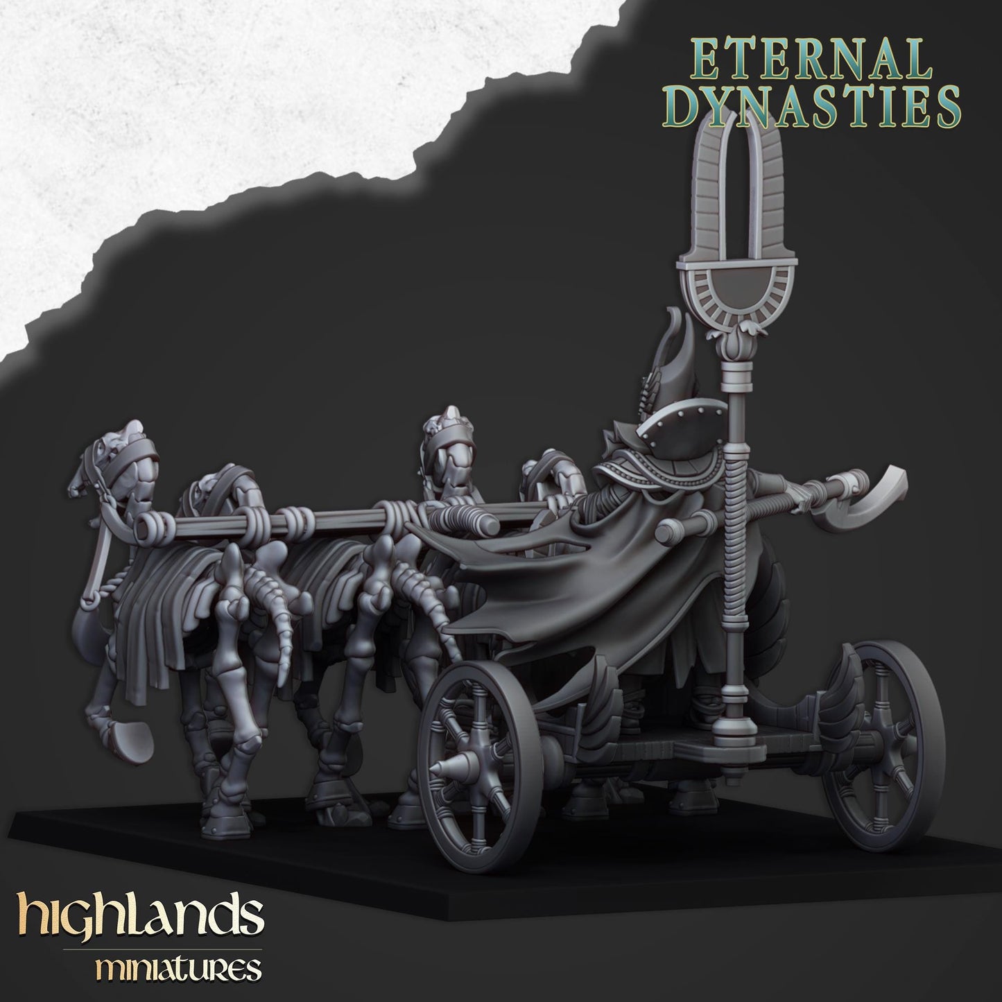 Eternal Pharaoh on Chariot Highland Miniatures Hero Various Scales (US tariffs are pre-paid by us)