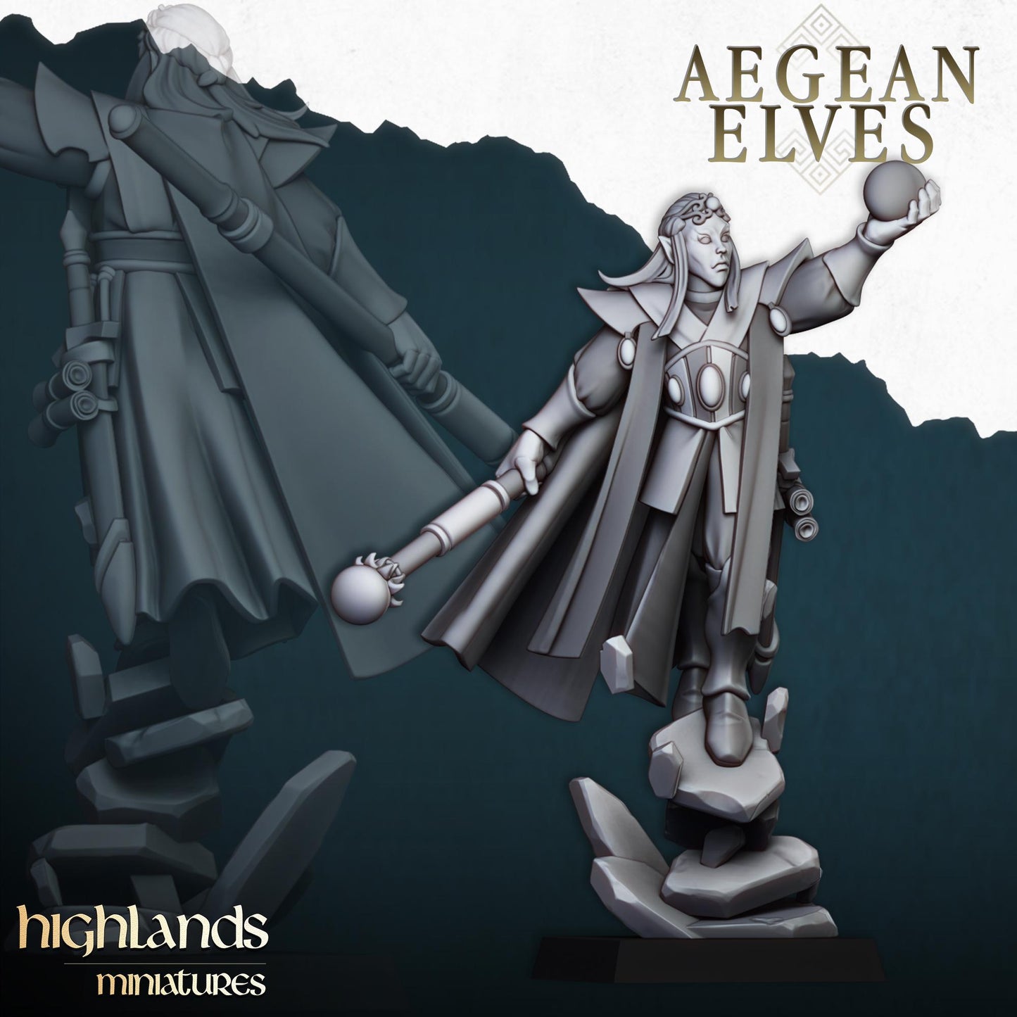 Aegean Elf Mage Highland Miniatures Hero Various Scales (US tariffs are pre-paid by us)