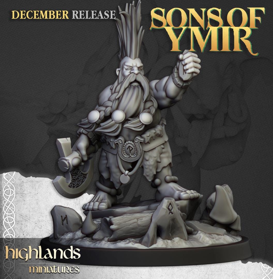 Dwarf Troll Seeker with Scenic Base Highland Miniatures Hero Various Scales (US tariffs are pre-paid by us)