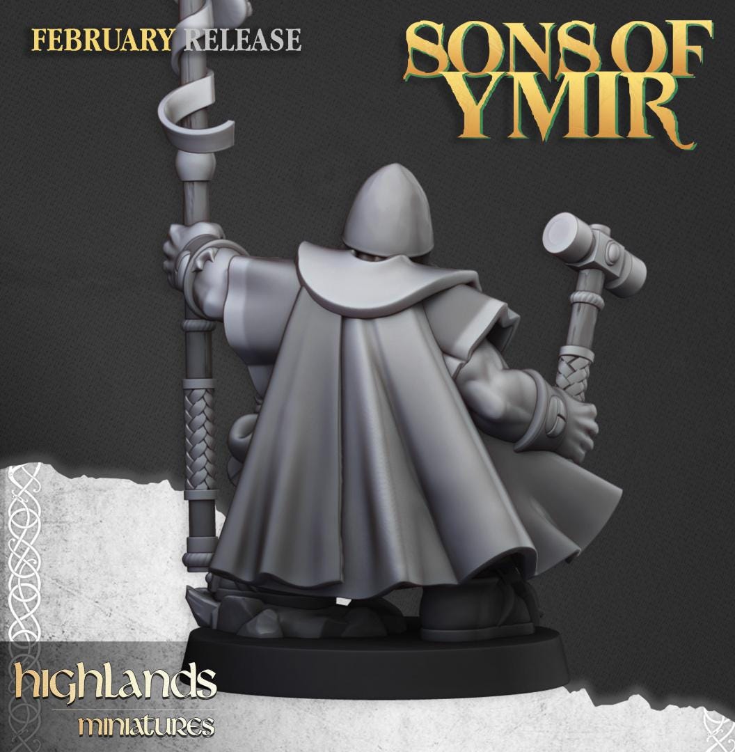 Dwarf Rune Priests 2 models Highland Miniatures Hero Various Scales (US tariffs are pre-paid by us)