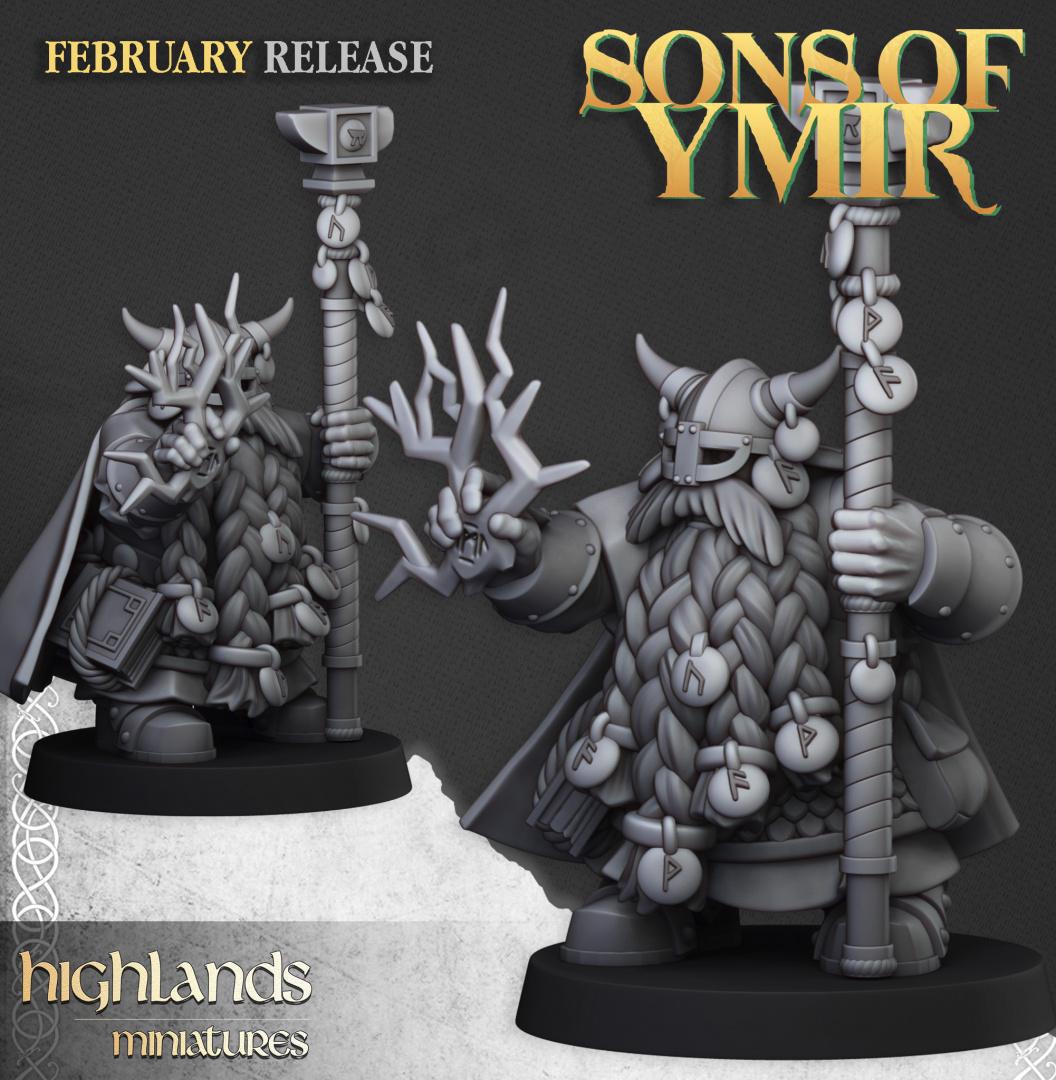 Dwarf Rune Masters 2 models Highland Miniatures Hero Various Scales (US tariffs are pre-paid by us)