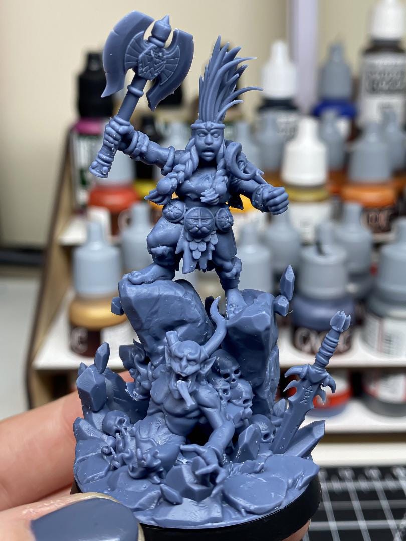 Dwarf Demon Seeker with Scenic Base Highland Miniatures Hero Various Scales (US tariffs are pre-paid by us)