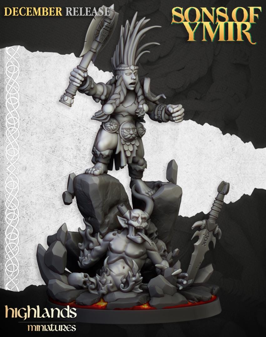 Dwarf Demon Seeker with Scenic Base Highland Miniatures Hero Various Scales (US tariffs are pre-paid by us)