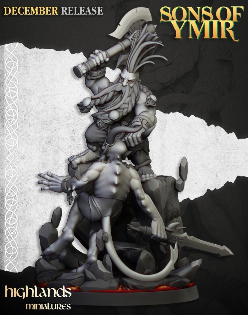 Dwarf Demon Seeker with Scenic Base Highland Miniatures Hero Various Scales (US tariffs are pre-paid by us)