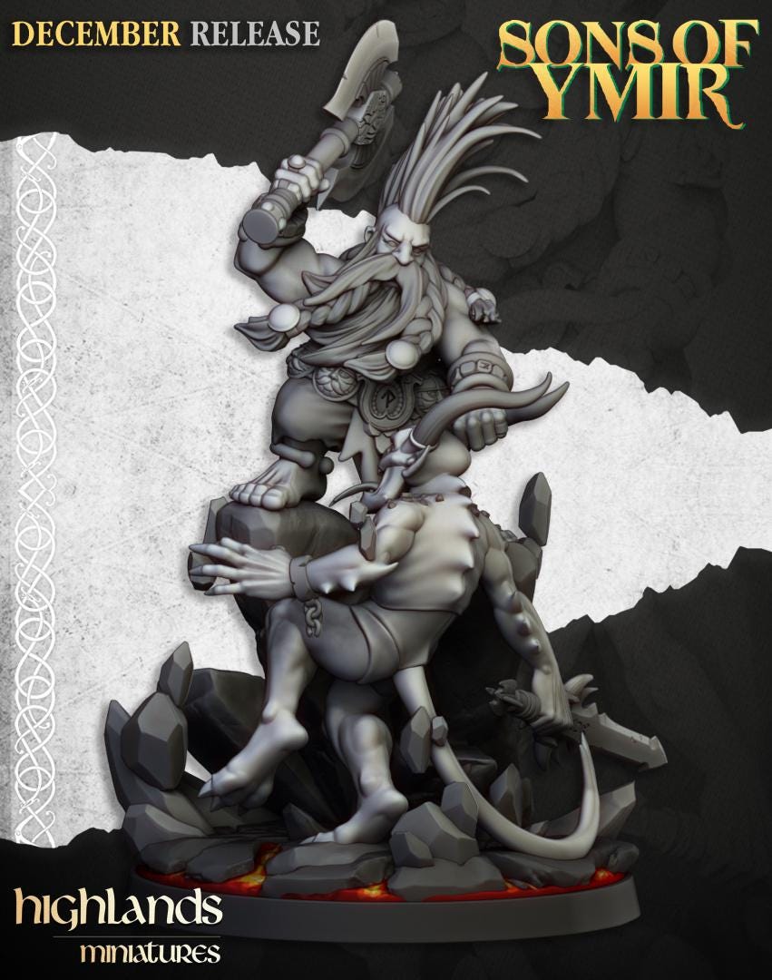 Dwarf Demon Seeker with Scenic Base Highland Miniatures Hero Various Scales (US tariffs are pre-paid by us)