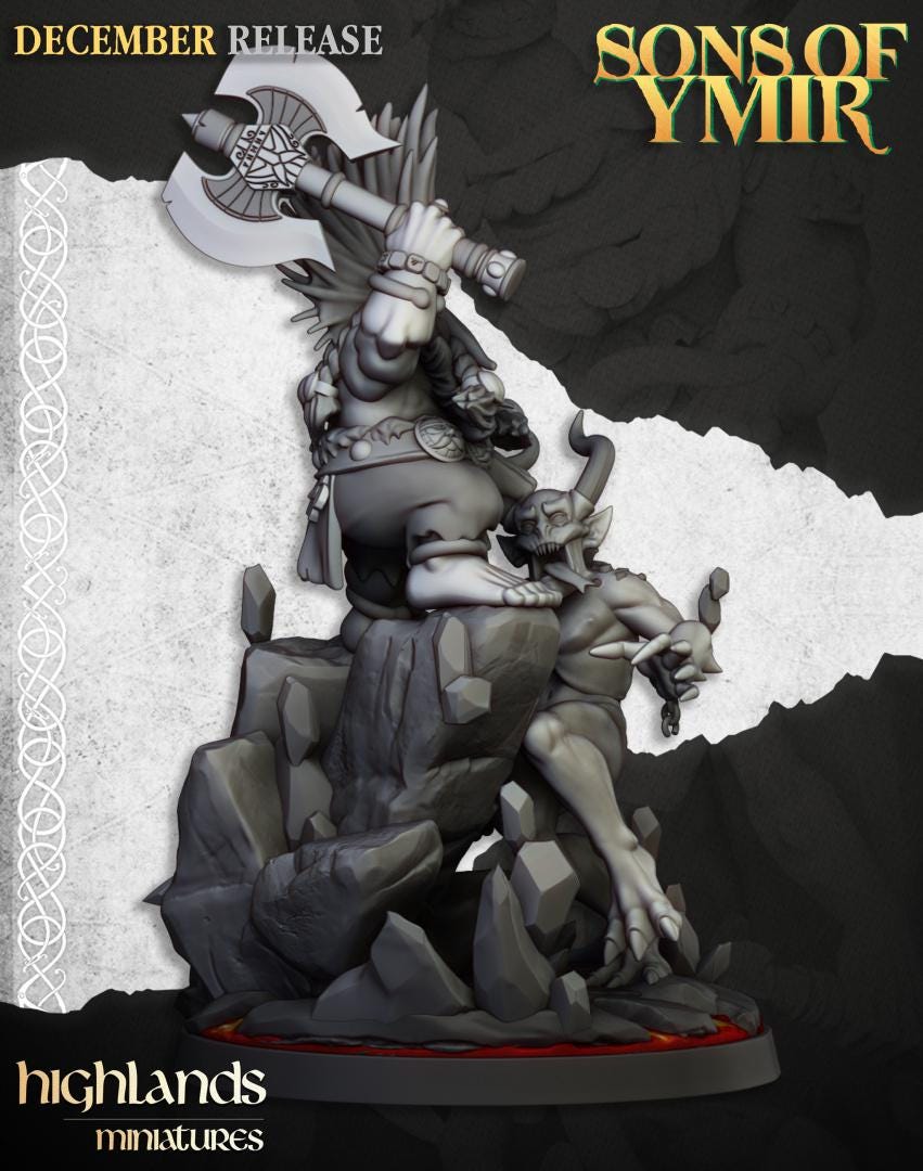 Dwarf Demon Seeker with Scenic Base Highland Miniatures Hero Various Scales (US tariffs are pre-paid by us)