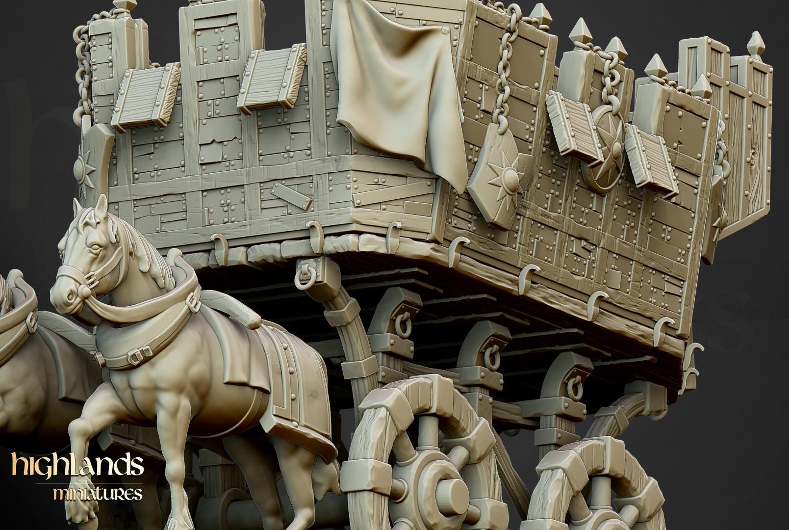 Wittemberg Wagon Mobile Fortress Highland Miniatures Various Scales (US tariffs are pre-paid by us)