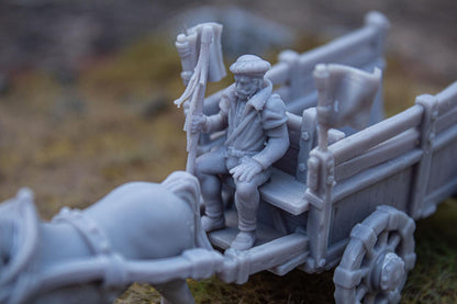 Gold Wagon with Driver and Cargo Highland Miniatures Various Scales (US tariffs are pre-paid by us)