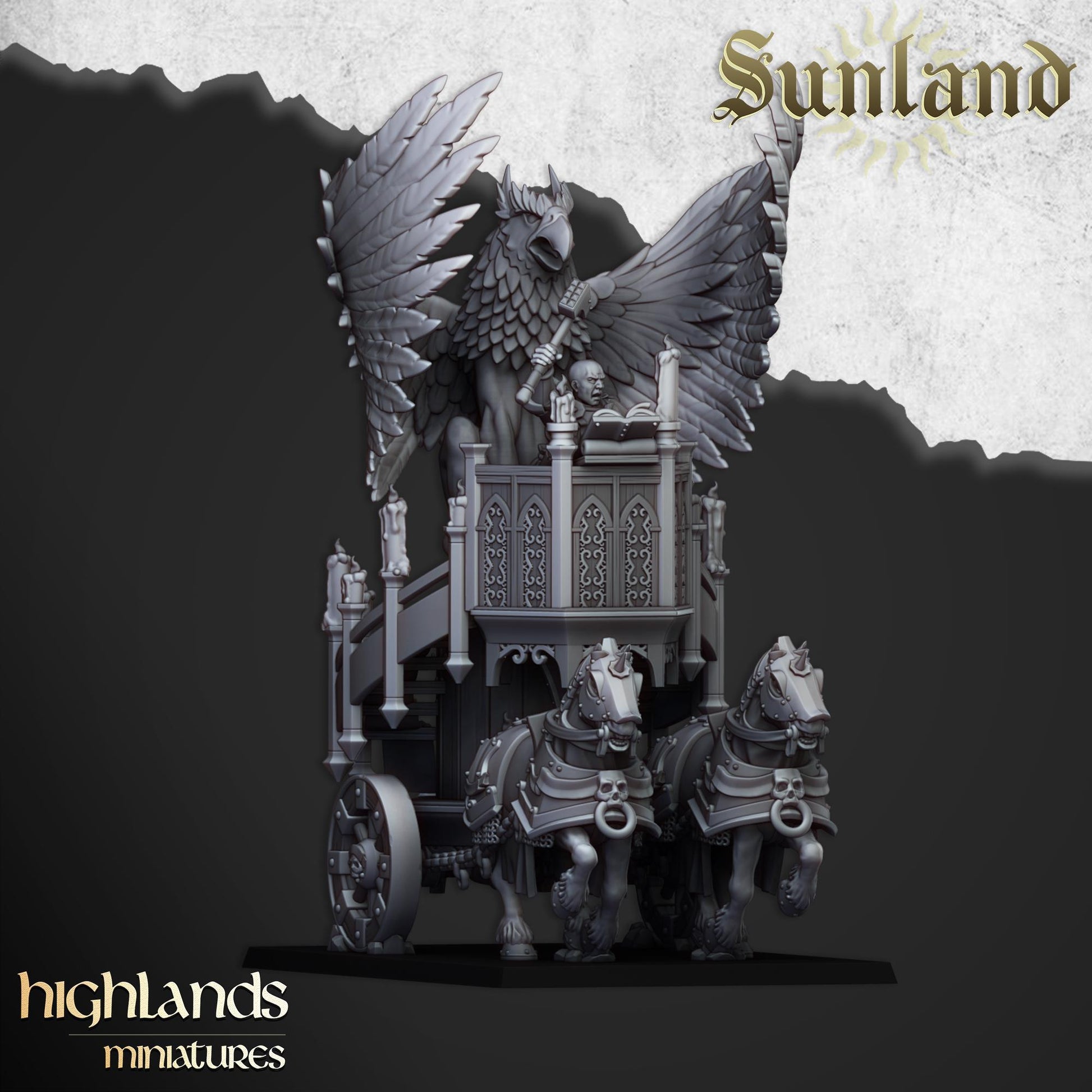 Sunland Altar Wagon with Champion Highland Miniatures Hero Various Scales (US tariffs are pre-paid by us)