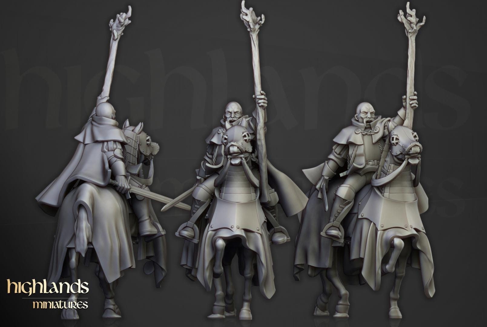 Sunland Battle Wizard on Horse 2 Variants Highland Miniatures Hero Various Scales (US tariffs are pre-paid by us)
