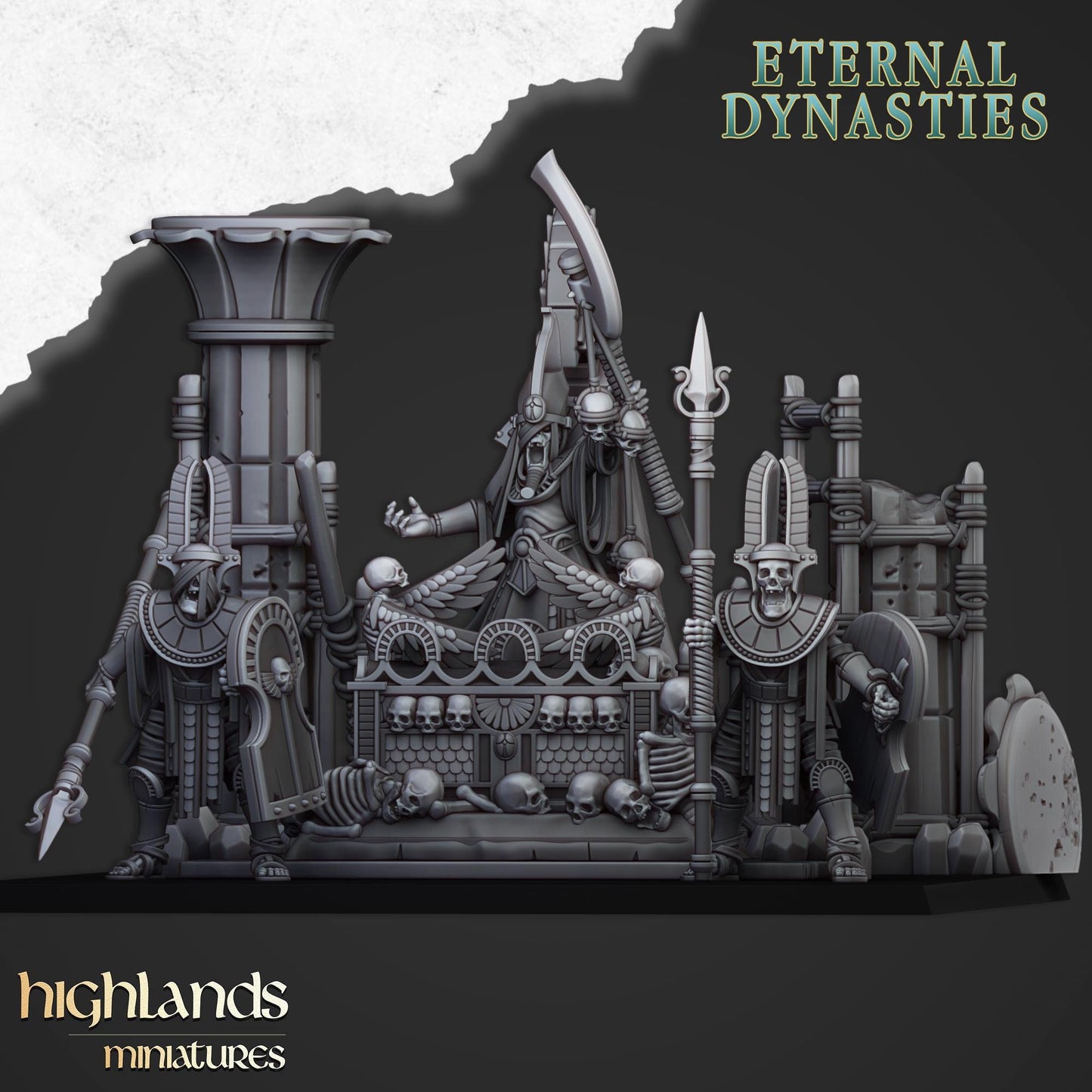 Eternal Pharaoh Funeral Ship with Crew Highland Miniatures Undead Various Scales (US tariffs are pre-paid by us)