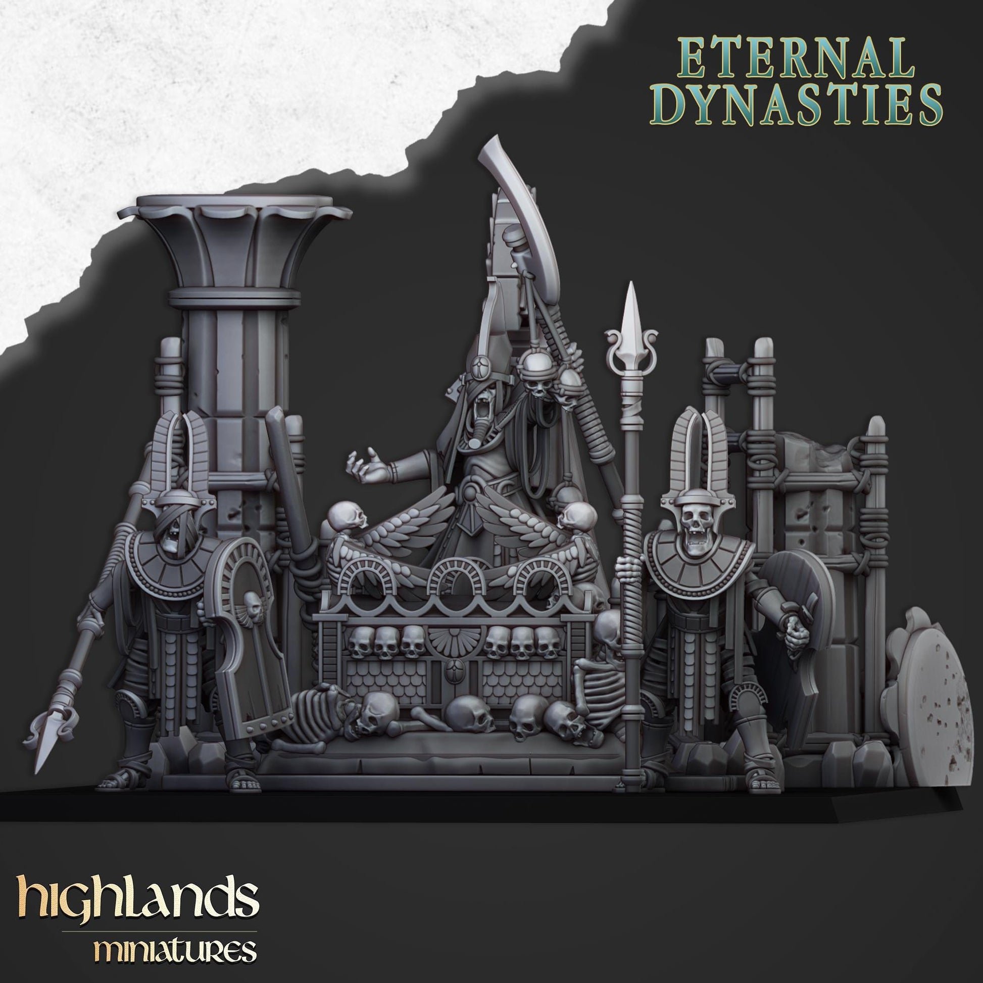 Eternal Pharaoh Funeral Ship with Crew Highland Miniatures Undead Various Scales (US tariffs are pre-paid by us)