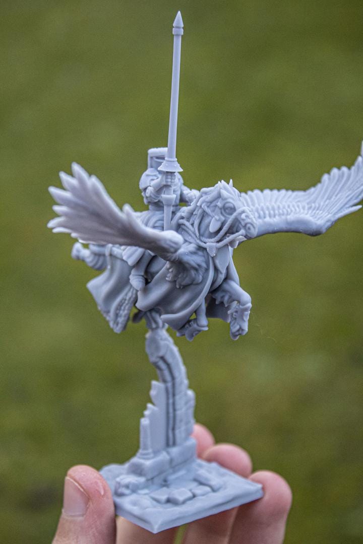 Pegasus Knights with Scenic Bases 3 Mounted models Highland Miniatures Various Scales (US tariffs are pre-paid by us)