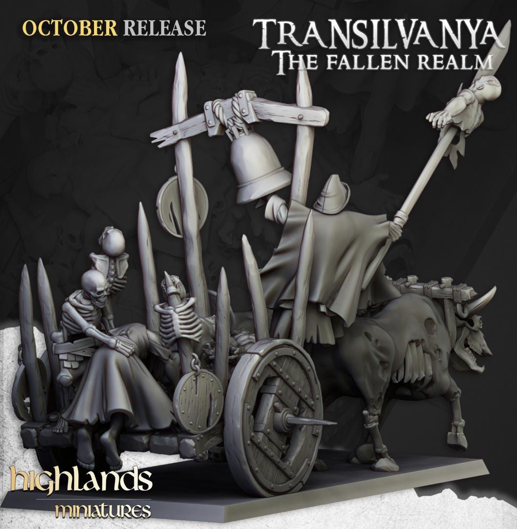 Corpse Cart with Crew Highland Miniatures Transilvanya Undead Various Scales (US tariffs are pre-paid by us)