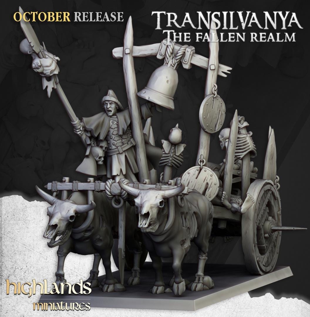 Corpse Cart with Crew Highland Miniatures Transilvanya Undead Various Scales (US tariffs are pre-paid by us)