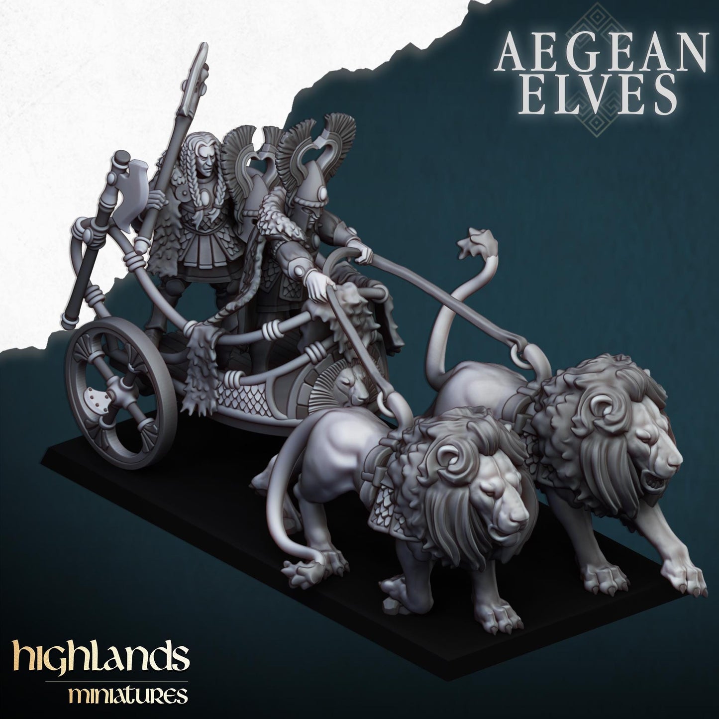 Nemean Lions Chariot Aegean Elves Highland Miniatures Various Scales (US tariffs are pre-paid by us)