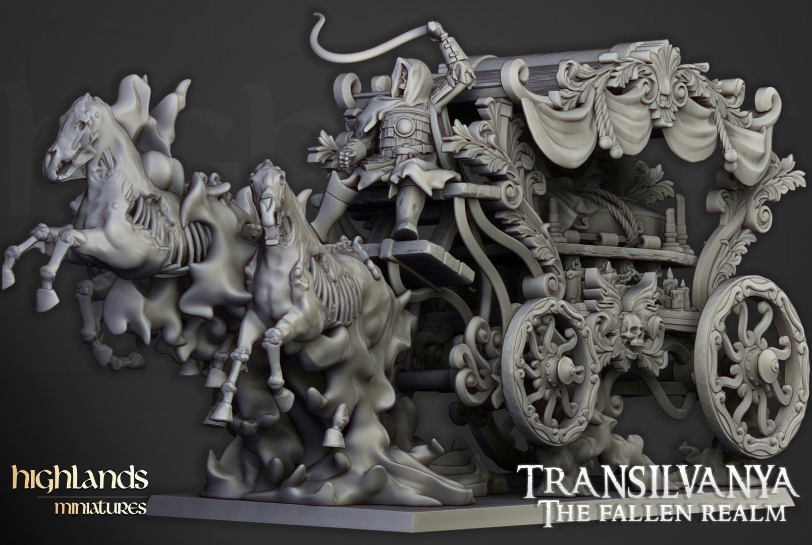 Boyar Chariot Highland Miniatures Transilvanya Undead Various Scales (US tariffs are pre-paid by us)