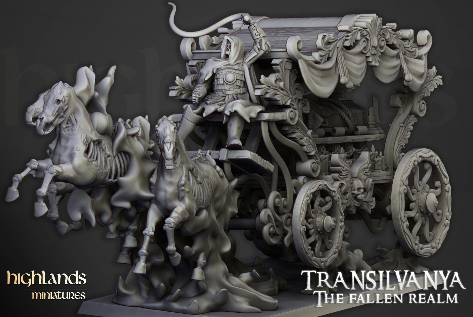 Boyar Chariot Highland Miniatures Transilvanya Undead Various Scales (US tariffs are pre-paid by us)