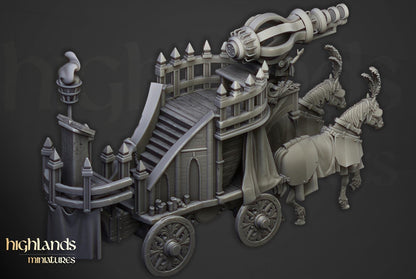 Arcane Cannon on Chariot Highland Miniatures Various Scales (US tariffs are pre-paid by us)
