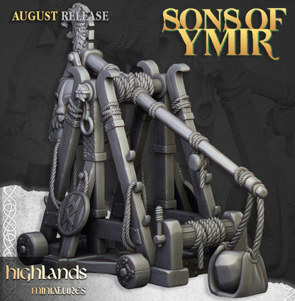 Dwarf Old Siege Engines Catapult with Crew Highland Miniatures Various Scales (US tariffs are pre-paid by us)