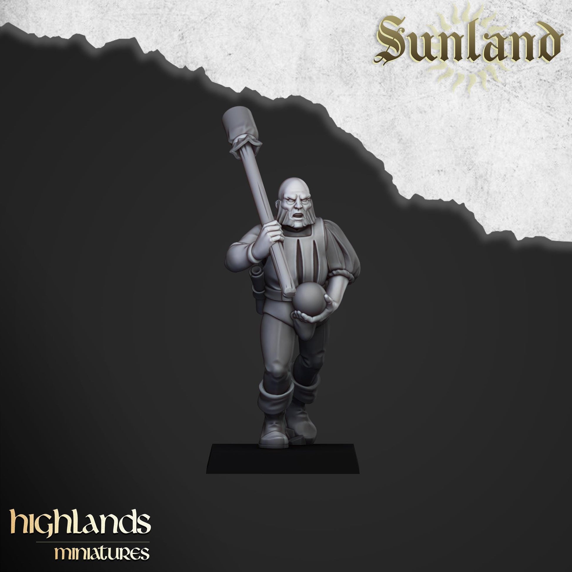 Sunland Artillery Set with Crew, Rocket Launcher, Mortar, Volley Gun Highland Miniatures Various Scales (US tariffs are pre-paid by us)