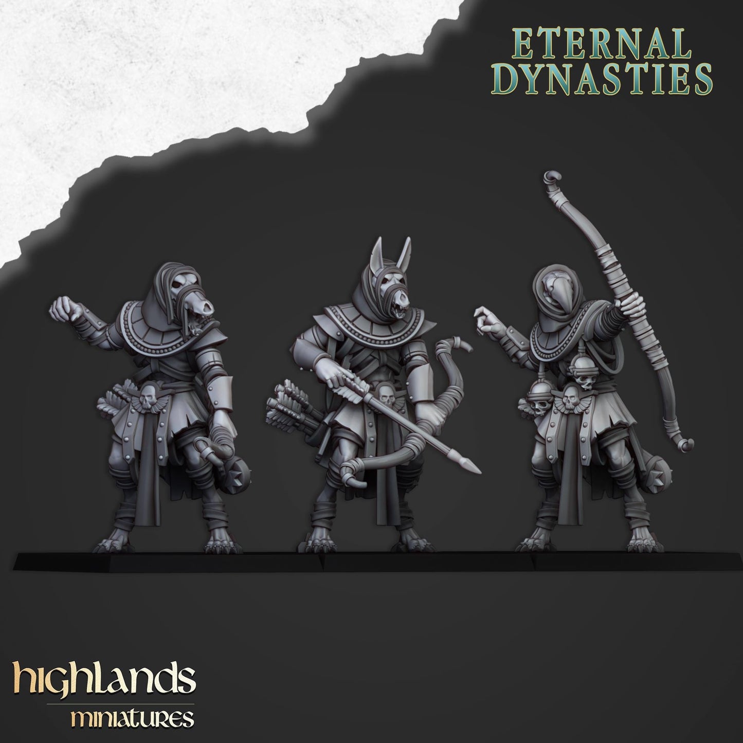 Eternal Anubis Guard Monstrous Infantry 3 models Highland Miniatures Various Scales (US tariffs are pre-paid by us)