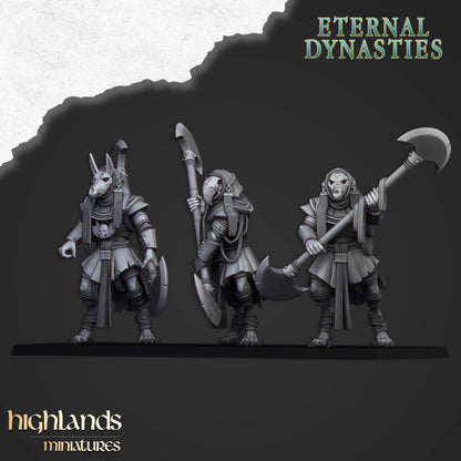 Eternal Anubis Guard Monstrous Infantry 3 models Highland Miniatures Various Scales (US tariffs are pre-paid by us)