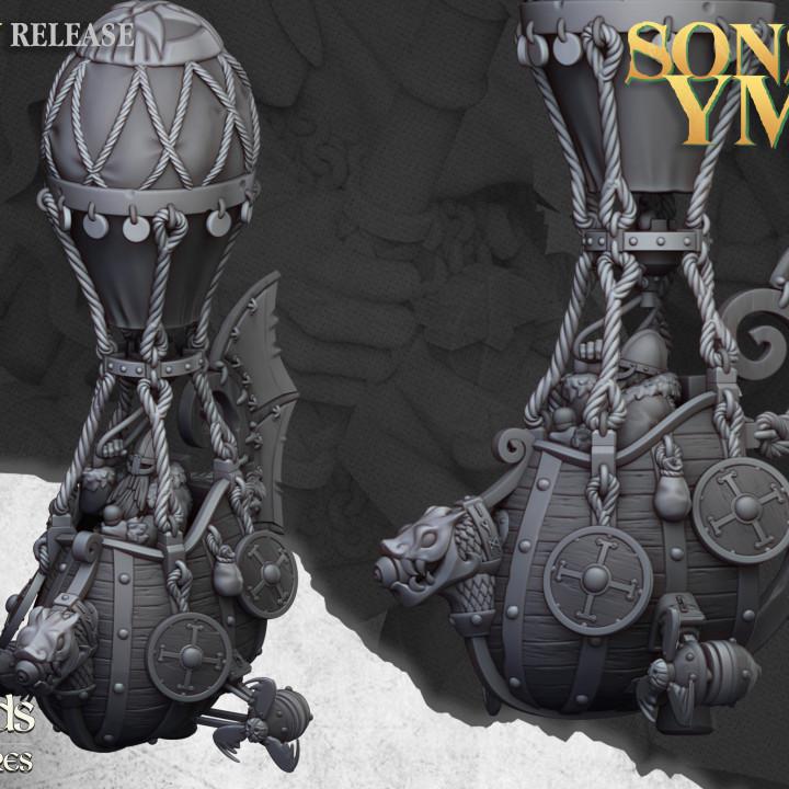 Dwarf Flying Machine with Crew and Scenic Base 4 Variants Highland Miniatures Various Scales (US tariffs are pre-paid by us)