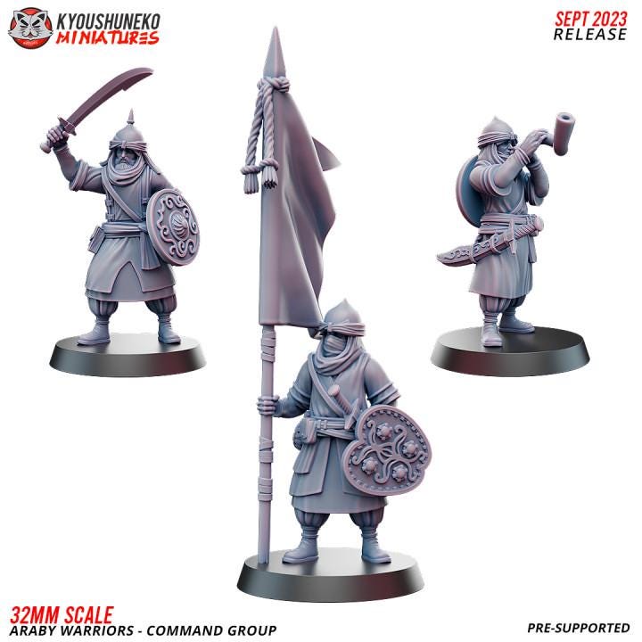 Araby Warriors: Swordsmen with Command Group (10 models) Various Scales Historical Wargaming (US tariffs are pre-paid by us)
