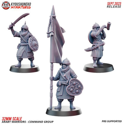 Araby Warriors: Swordsmen with Command Group (10 models) Various Scales Historical Wargaming (US tariffs are pre-paid by us)
