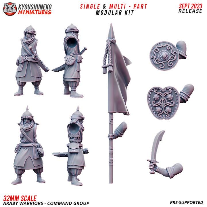 Araby Warriors: Spearmen with Command Group (10 models) Various Scales Historical Wargaming (US tariffs are pre-paid by us)