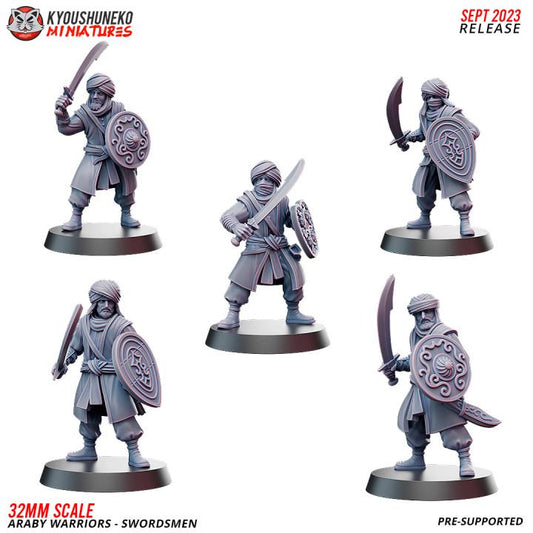 Araby Warriors: Swordsmen with Command Group (10 models) Various Scales Historical Wargaming (US tariffs are pre-paid by us)