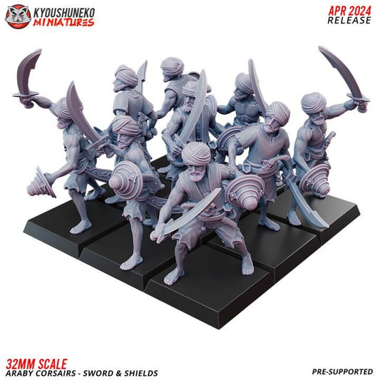 Araby Corsairs Sword and Shield with Command Group (10 models) Various Scales Historical Wargaming (US tariffs are pre-paid by us)