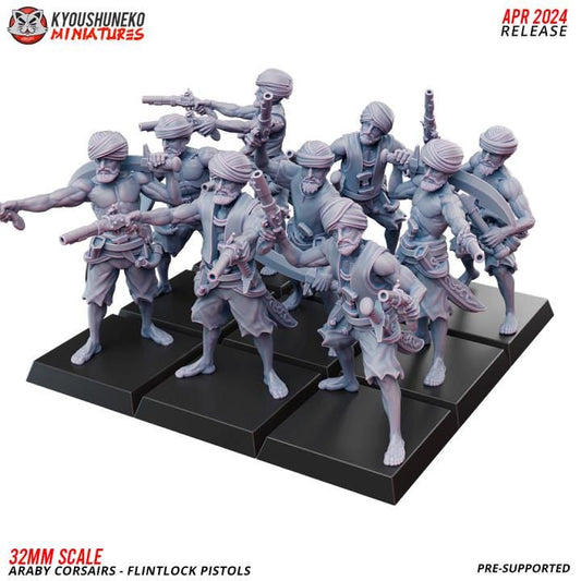 Araby Corsairs Flintlock Pistols with Command Group (10 models) Various Scales Historical Wargaming (US tariffs are pre-paid by us)