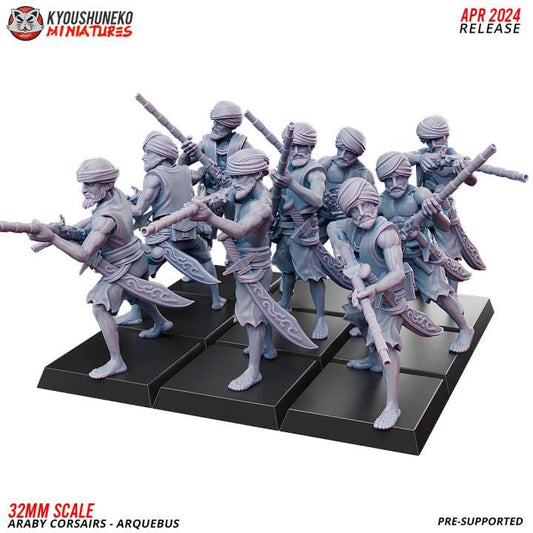 Araby Corsairs Arquebus with Command Group (10 models) Various Scales Historical Wargaming (US tariffs are pre-paid by us)