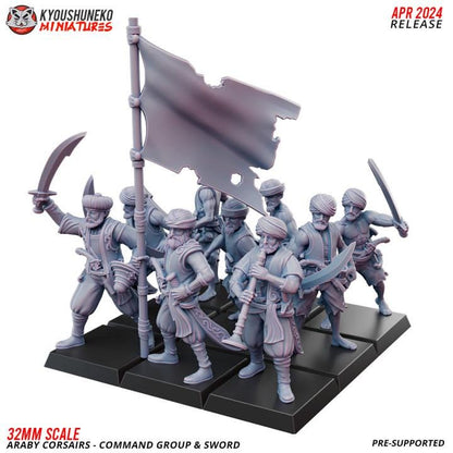 Araby Corsairs Sword and Shield with Command Group (10 models) Various Scales Historical Wargaming (US tariffs are pre-paid by us)