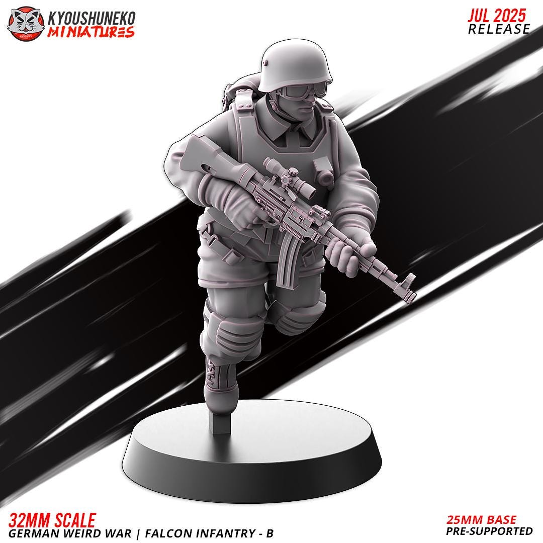 German Weird War Falcon Infantry (10 models) Various Scales SF Wargaming (US tariffs are pre-paid by us)