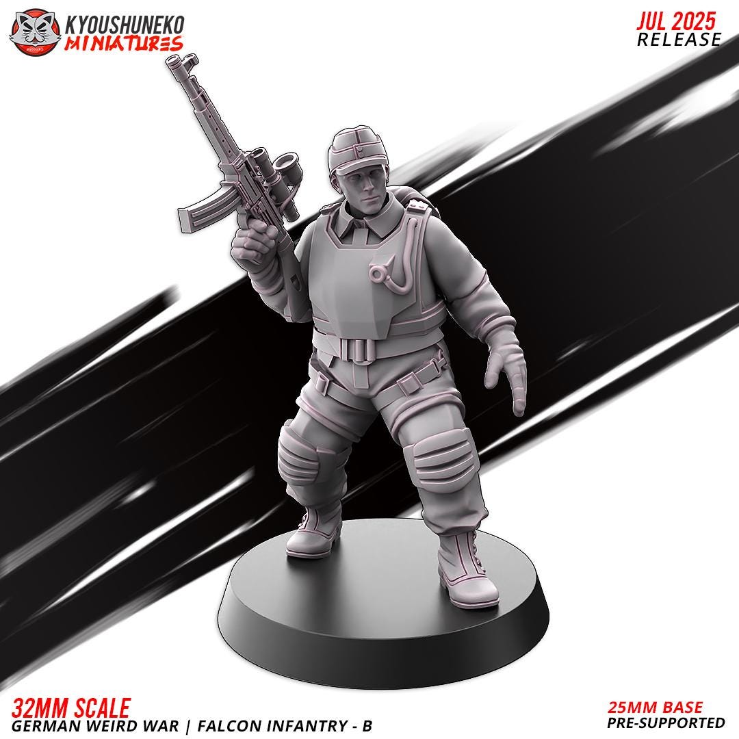 German Weird War Falcon Infantry (10 models) Various Scales SF Wargaming (US tariffs are pre-paid by us)