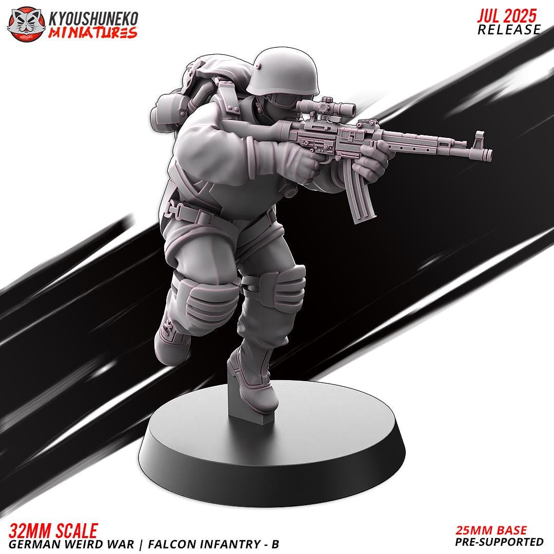 German Weird War Falcon Infantry (10 models) Various Scales SF Wargaming (US tariffs are pre-paid by us)