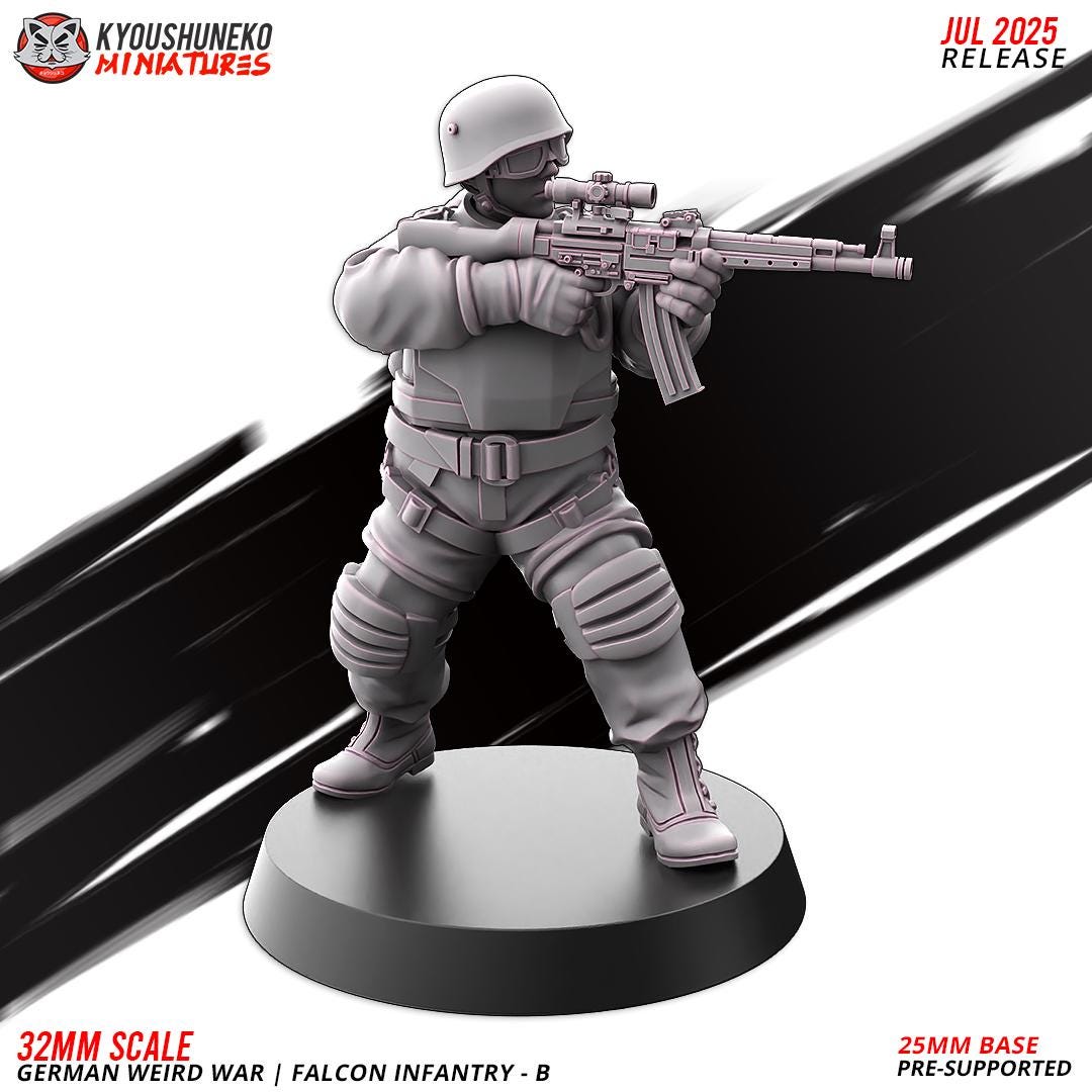 German Weird War Falcon Infantry (10 models) Various Scales SF Wargaming (US tariffs are pre-paid by us)