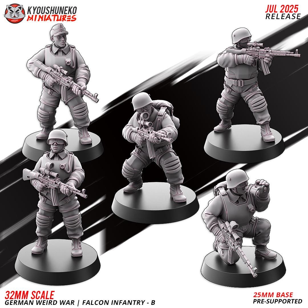 German Weird War Falcon Infantry (10 models) Various Scales SF Wargaming (US tariffs are pre-paid by us)