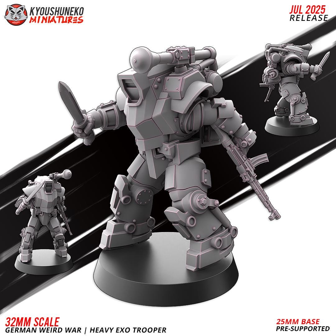 German Weird War Heavy Exo Trooper Infantry (5 models) Various Scales SF Wargaming (US tariffs are pre-paid by us)