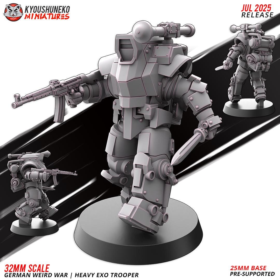 German Weird War Heavy Exo Trooper Infantry (5 models) Various Scales SF Wargaming (US tariffs are pre-paid by us)