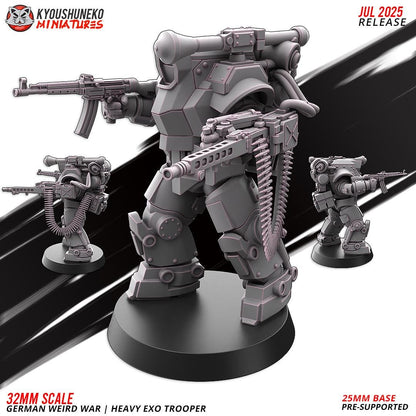 German Weird War Heavy Exo Trooper Infantry (5 models) Various Scales SF Wargaming (US tariffs are pre-paid by us)