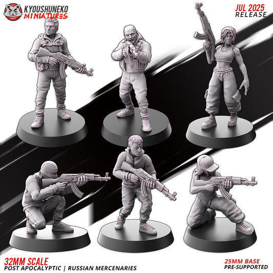 Post Apocalyptic Mercenaries Squad (6 models) Various Scales SF Wargaming (US tariffs are pre-paid by us)
