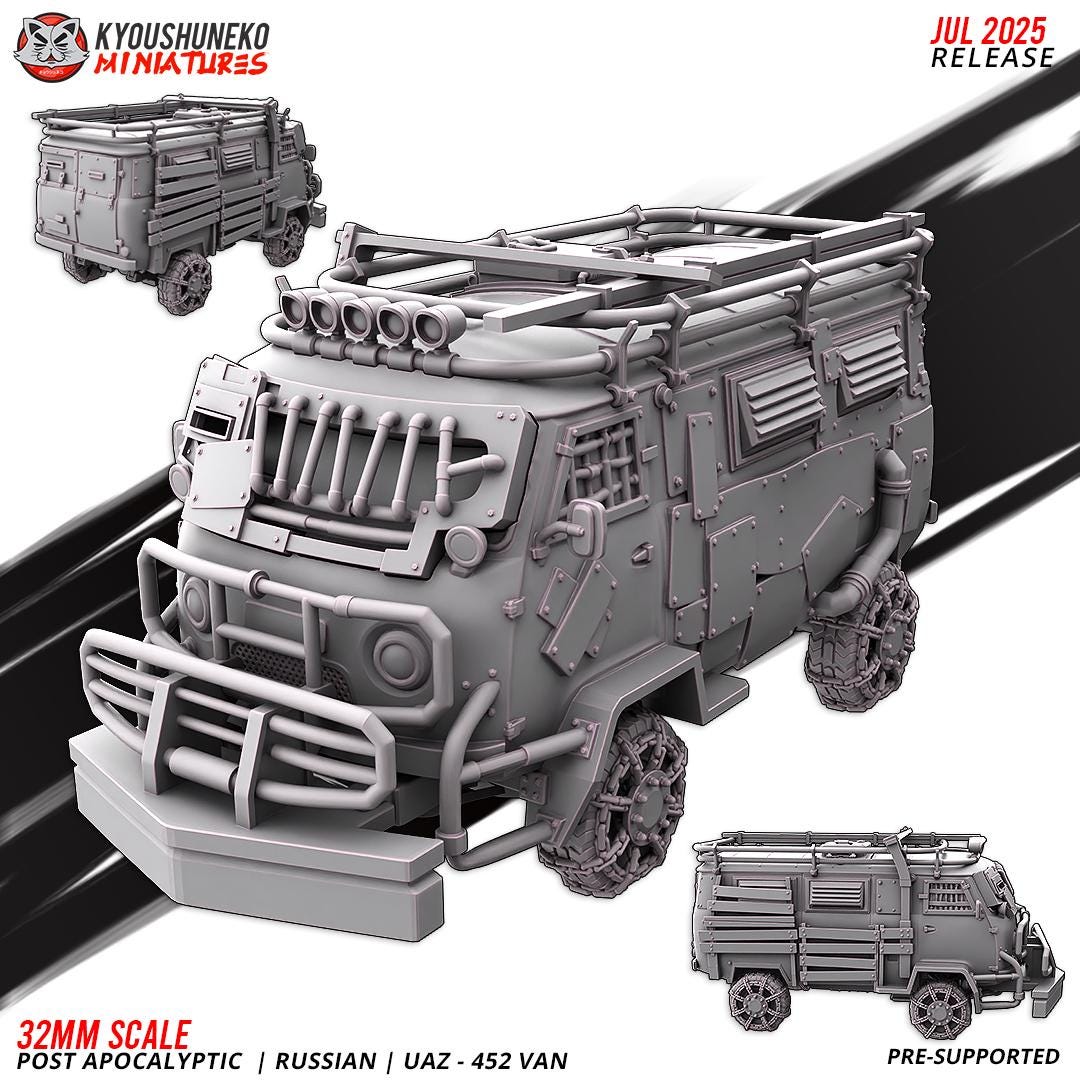 Post Apocalyptic Russian UAZ 4552 Van Various Scales SF Wargaming (US tariffs are pre-paid by us)